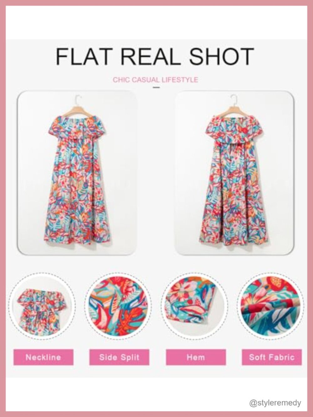 Strapless Boho Maxi Dress Side Split Flowy Casual Summer Beach - Picture 4 of 6